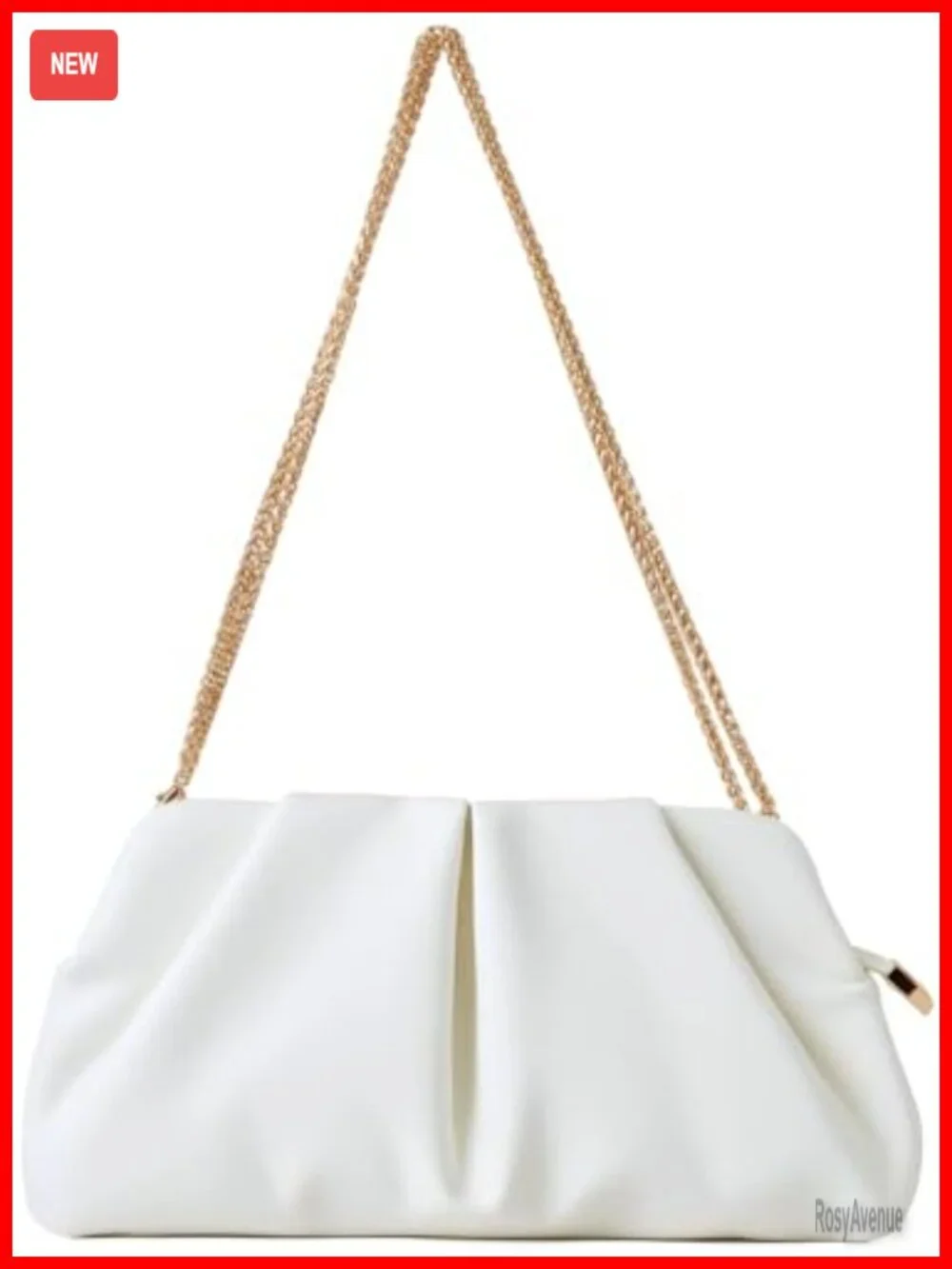 Ruched PU Leather Clutch Purse with Detachable Chain Crossbody Bag